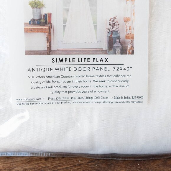 NWT VHC Brands Simple Life Flax Antique White Door Panel Linen Cotton 72"x40" - Picture 3 of 8